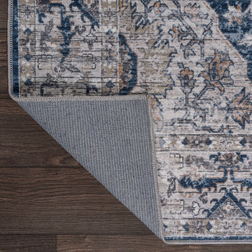 Didim Boho Gray Medallion Washable Area Rug